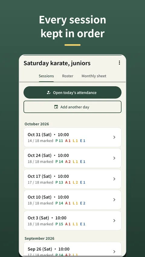 Herebook: Attendance Register 6