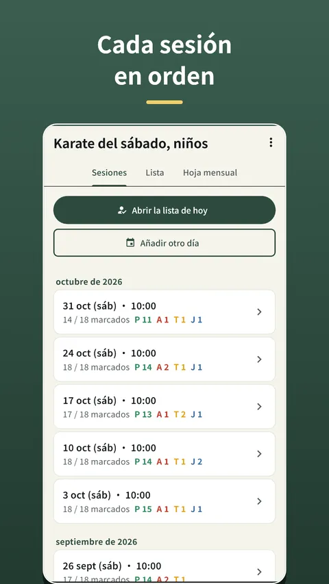 Herebook: lista de asistencia 6