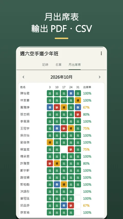 Herebook 點名簿・出缺席紀錄 3